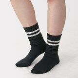 婦人　足なり直角　履き口やわらか　くしゅっと履ける　リブ編み靴下（ライン）