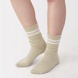 婦人　足なり直角　履き口やわらか　くしゅっと履ける　リブ編み靴下（ライン）