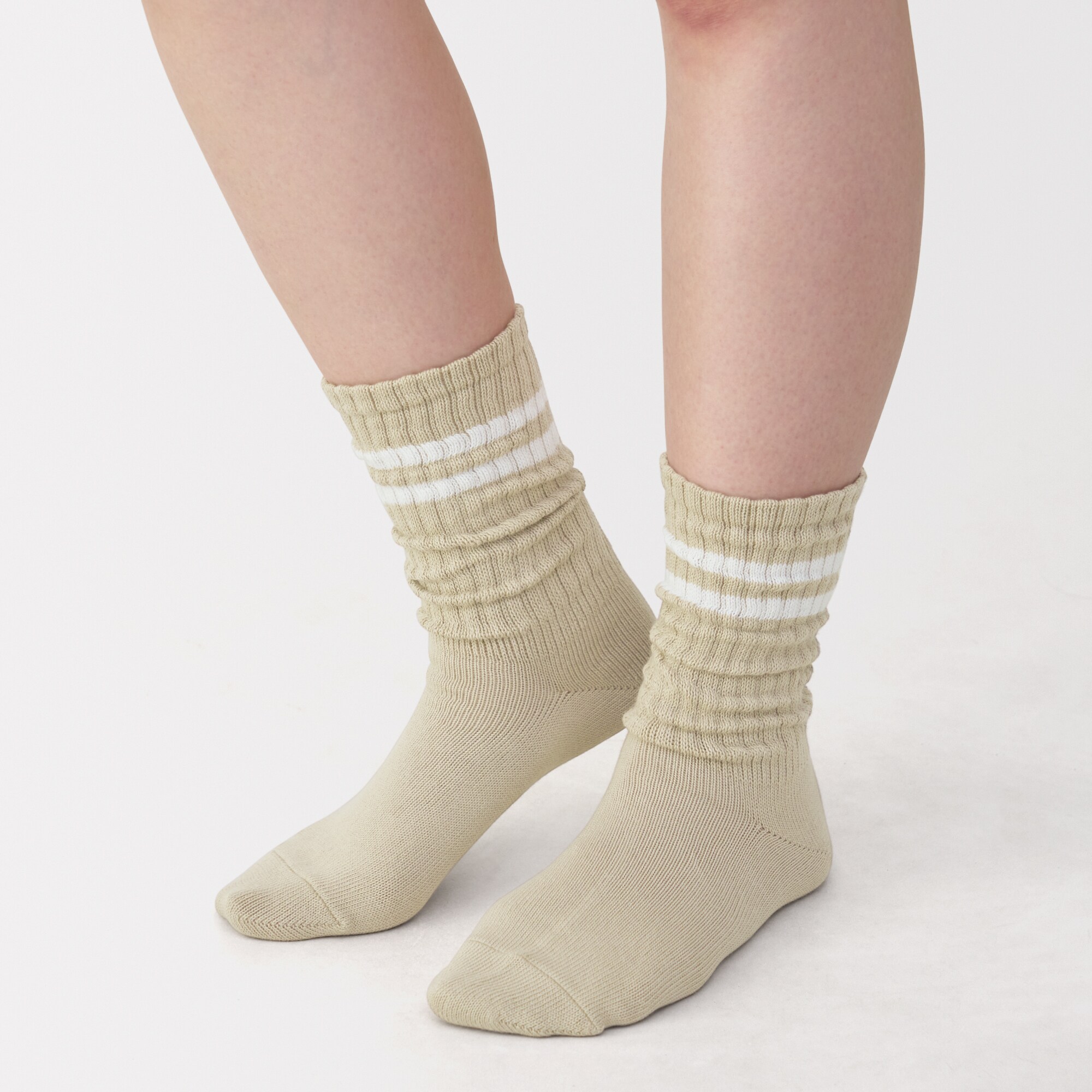婦人　足なり直角　履き口やわらか　くしゅっと履ける　リブ編み靴下（ライン）