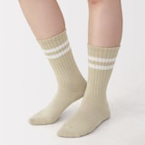 婦人　足なり直角　履き口やわらか　くしゅっと履ける　リブ編み靴下（ライン）