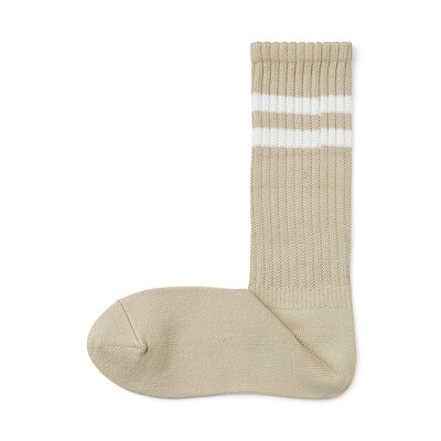 婦人　足なり直角　履き口やわらか　くしゅっと履ける　リブ編み靴下（ライン）
