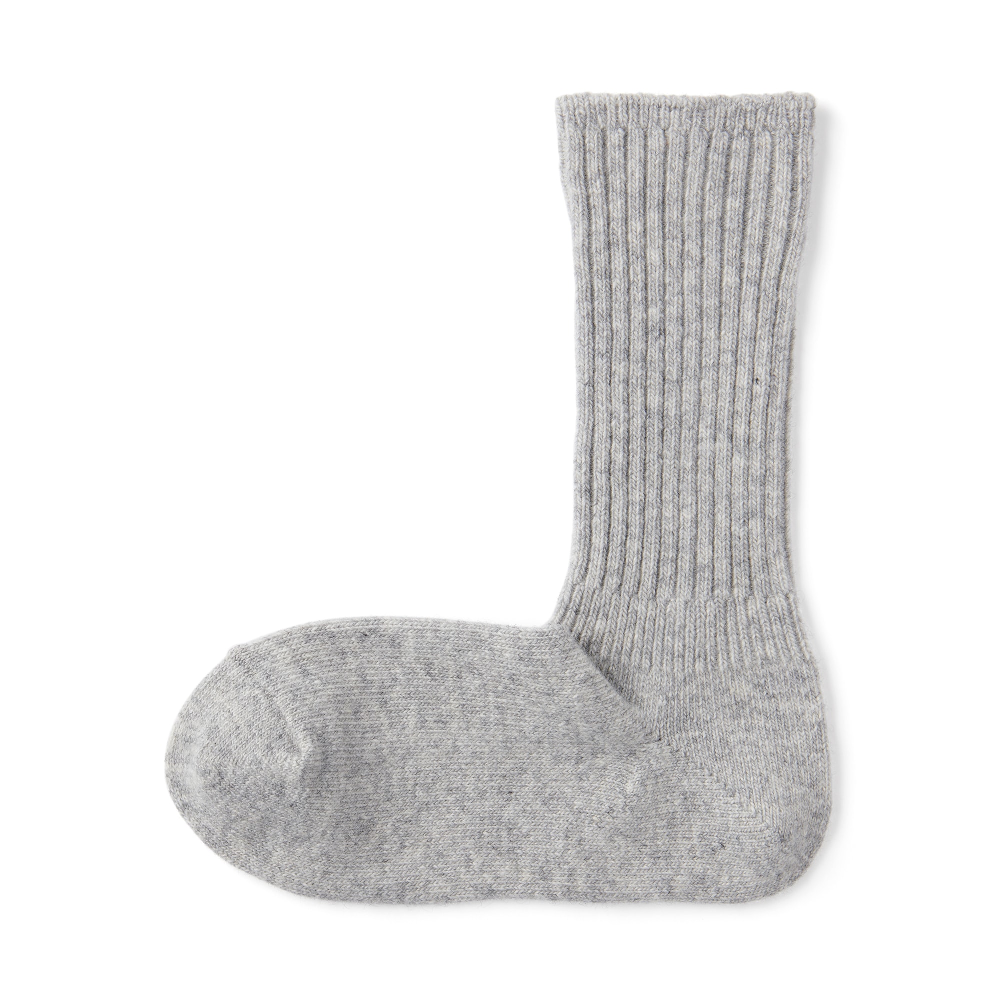 婦人　足なり直角　履き口やわらか　ウール混　ワイドリブ編み靴下