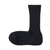 婦人　足なり直角　履き口やわらか　ウール混　ワイドリブ編み靴下