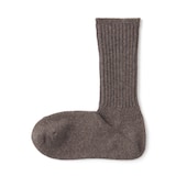 婦人　足なり直角　履き口やわらか　ウール混　ワイドリブ編み靴下