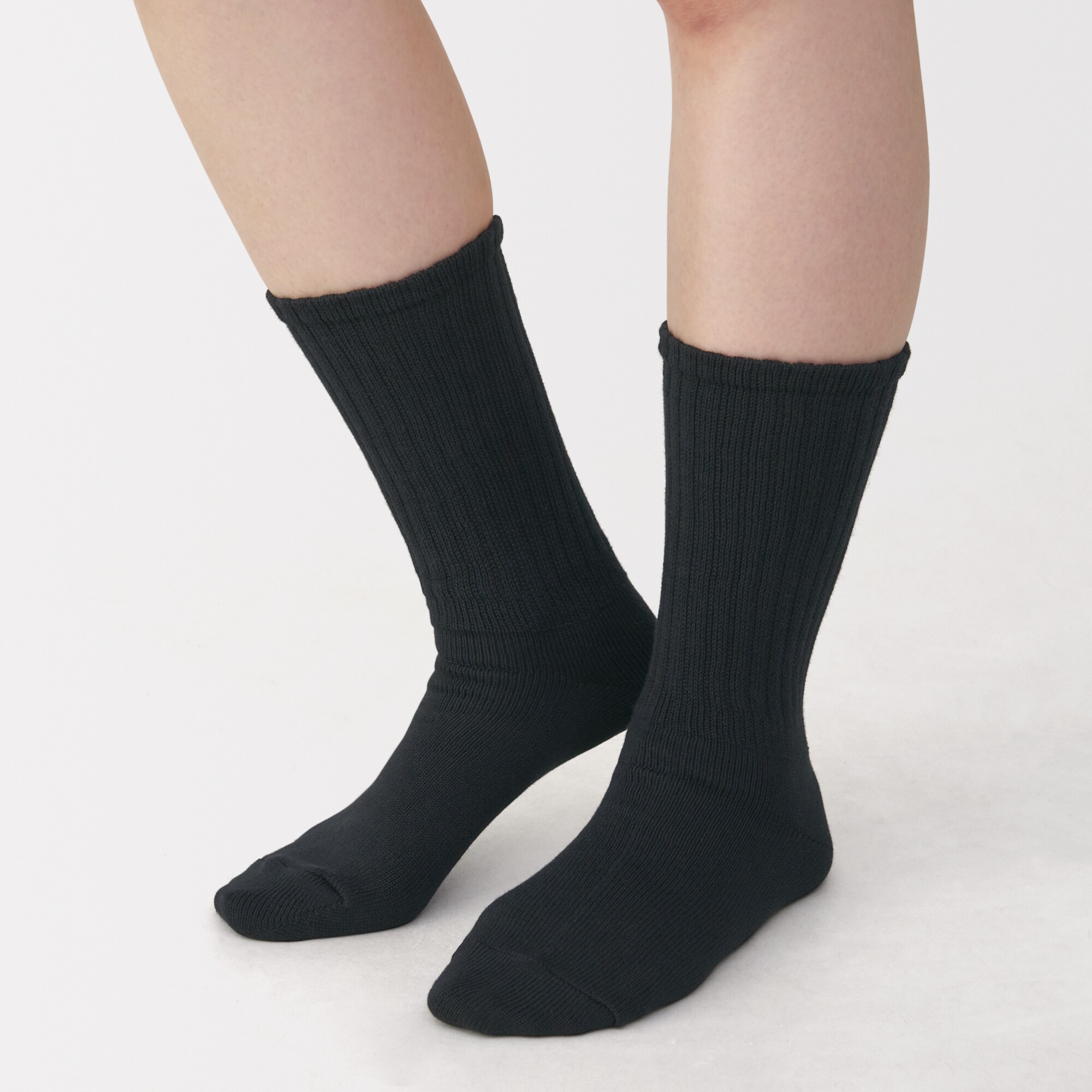 婦人　足なり直角　履き口やわらか　くしゅっと履ける　リブ編み靴下