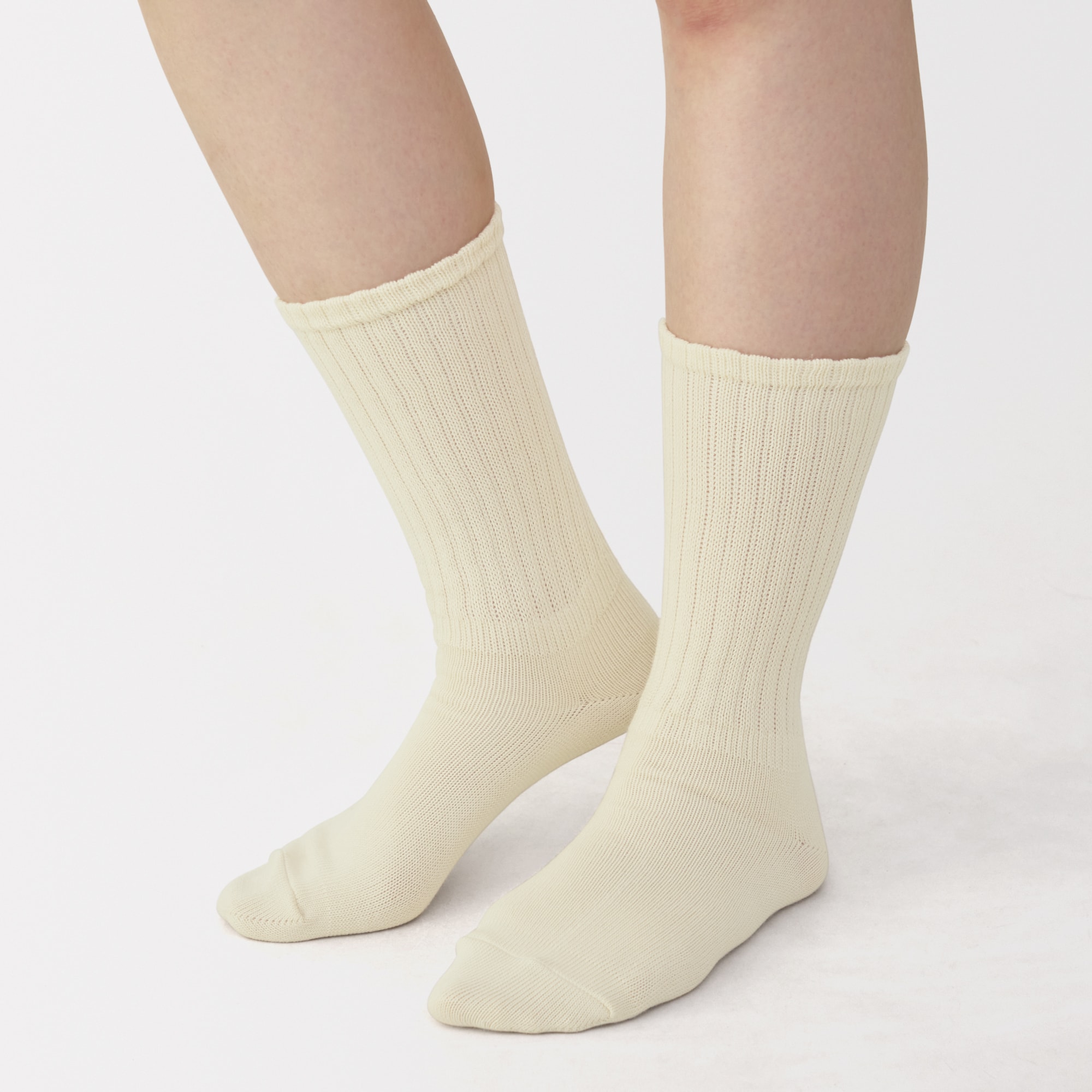婦人　足なり直角　履き口やわらか　くしゅっと履ける　リブ編み靴下