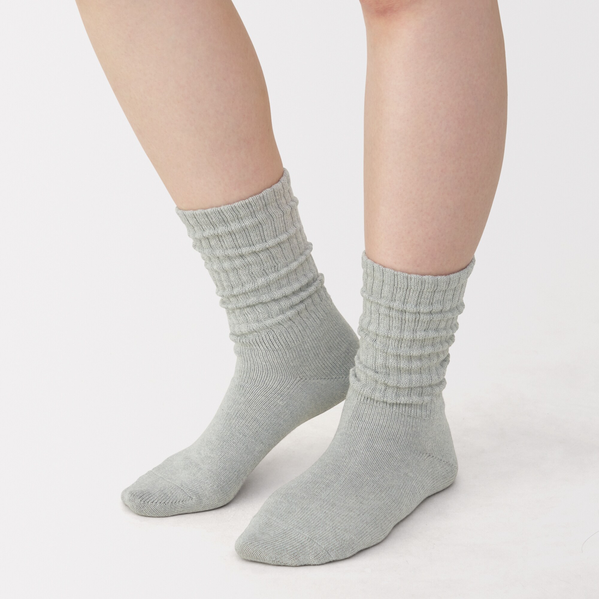 婦人　足なり直角　履き口やわらか　くしゅっと履ける　リブ編み靴下　※杢色