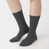 婦人　足なり直角　履き口やわらか　くしゅっと履ける　リブ編み靴下　※杢色