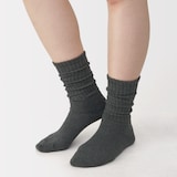 婦人　足なり直角　履き口やわらか　くしゅっと履ける　リブ編み靴下　※杢色