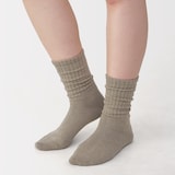 婦人　足なり直角　履き口やわらか　くしゅっと履ける　リブ編み靴下　※杢色