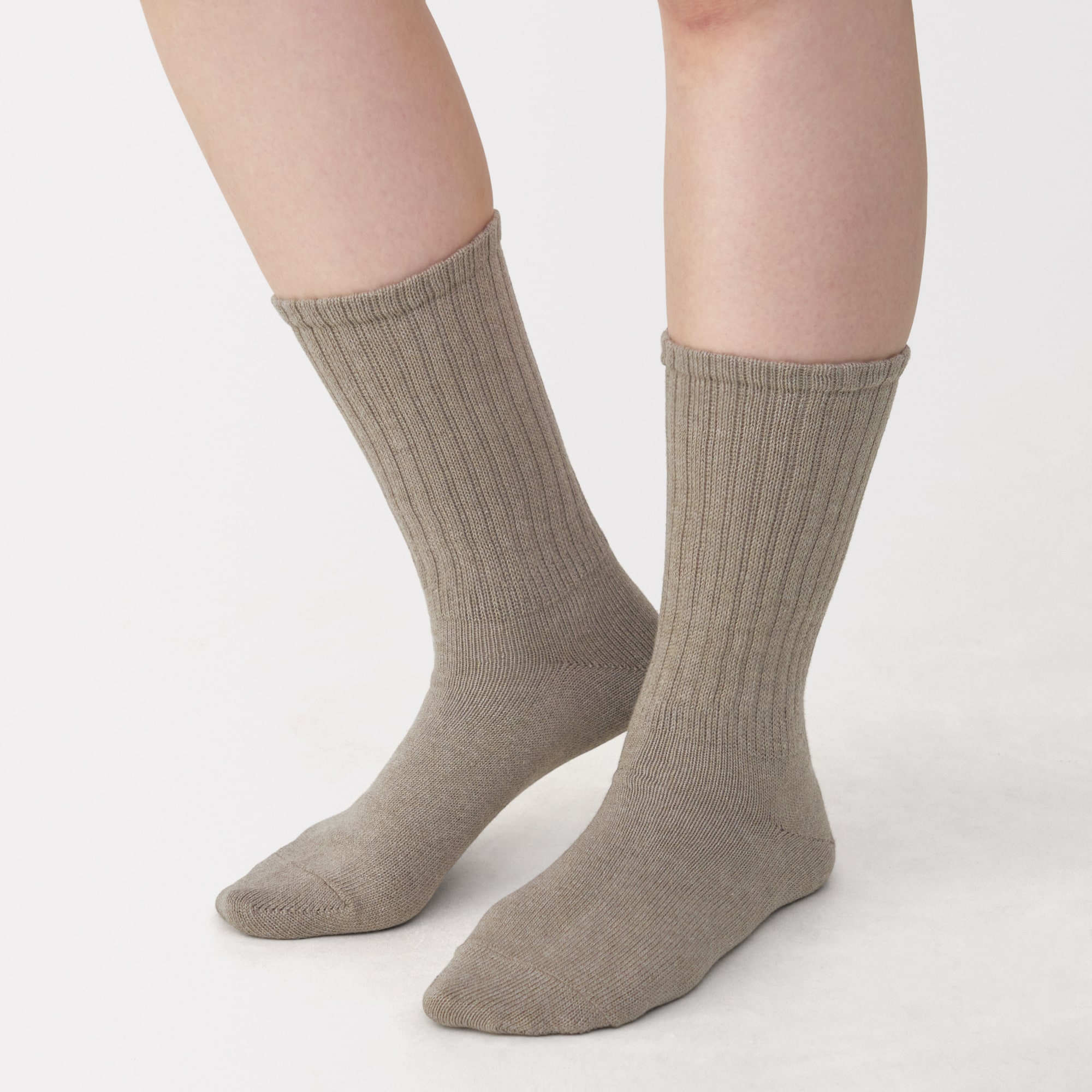 婦人　足なり直角　履き口やわらか　くしゅっと履ける　リブ編み靴下　※杢色