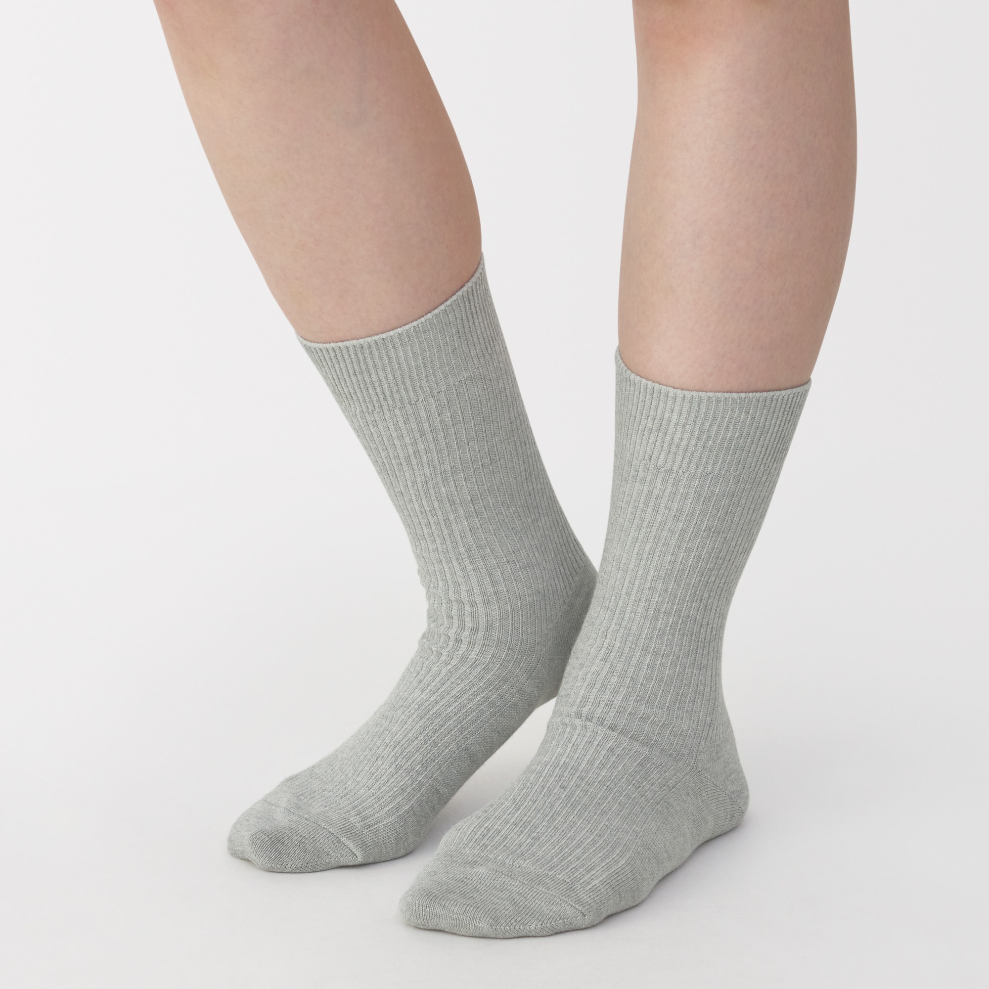 婦人　足なり直角　リブ編み靴下※杢色