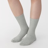 婦人　足なり直角　リブ編み靴下※杢色