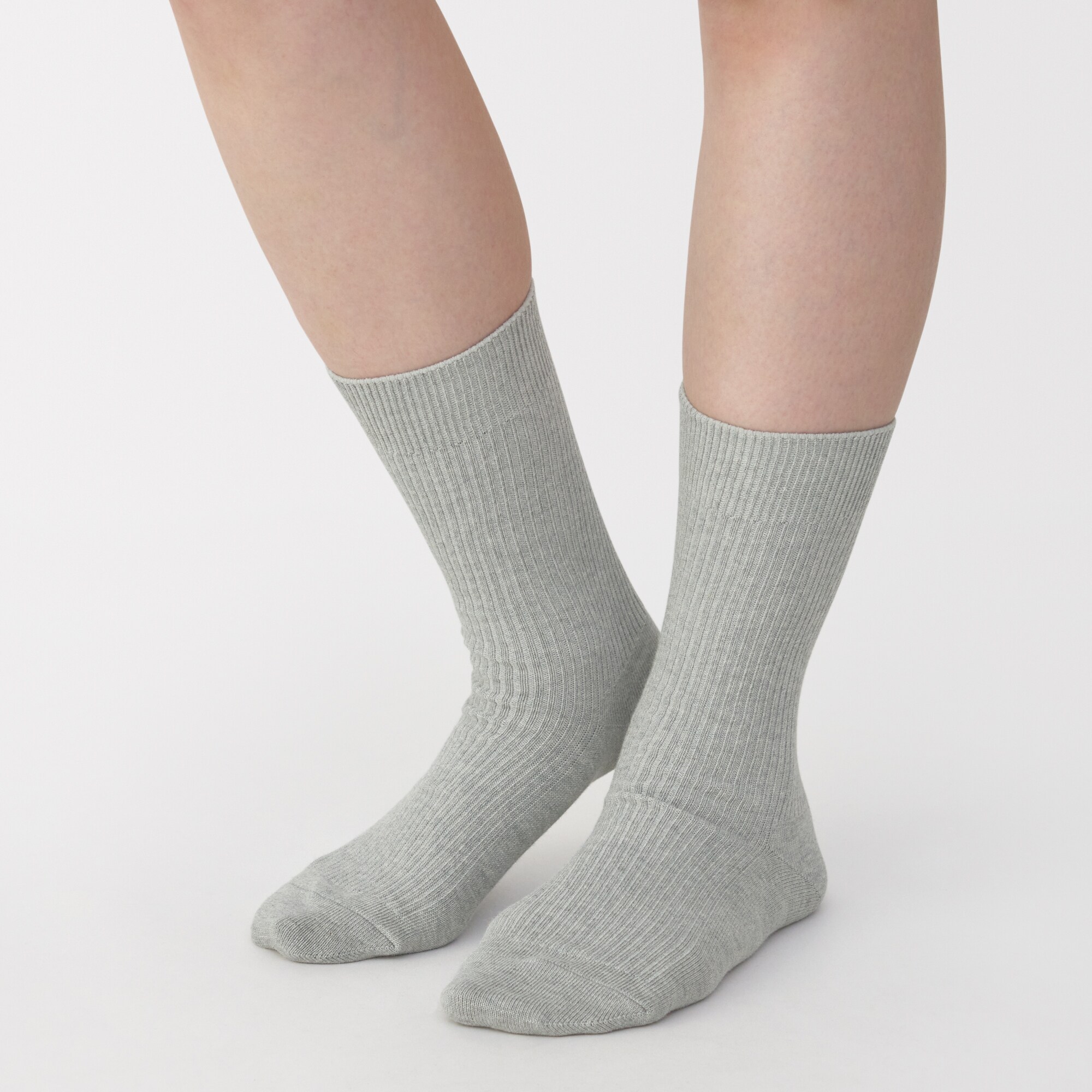 婦人　足なり直角　リブ編み靴下※杢色