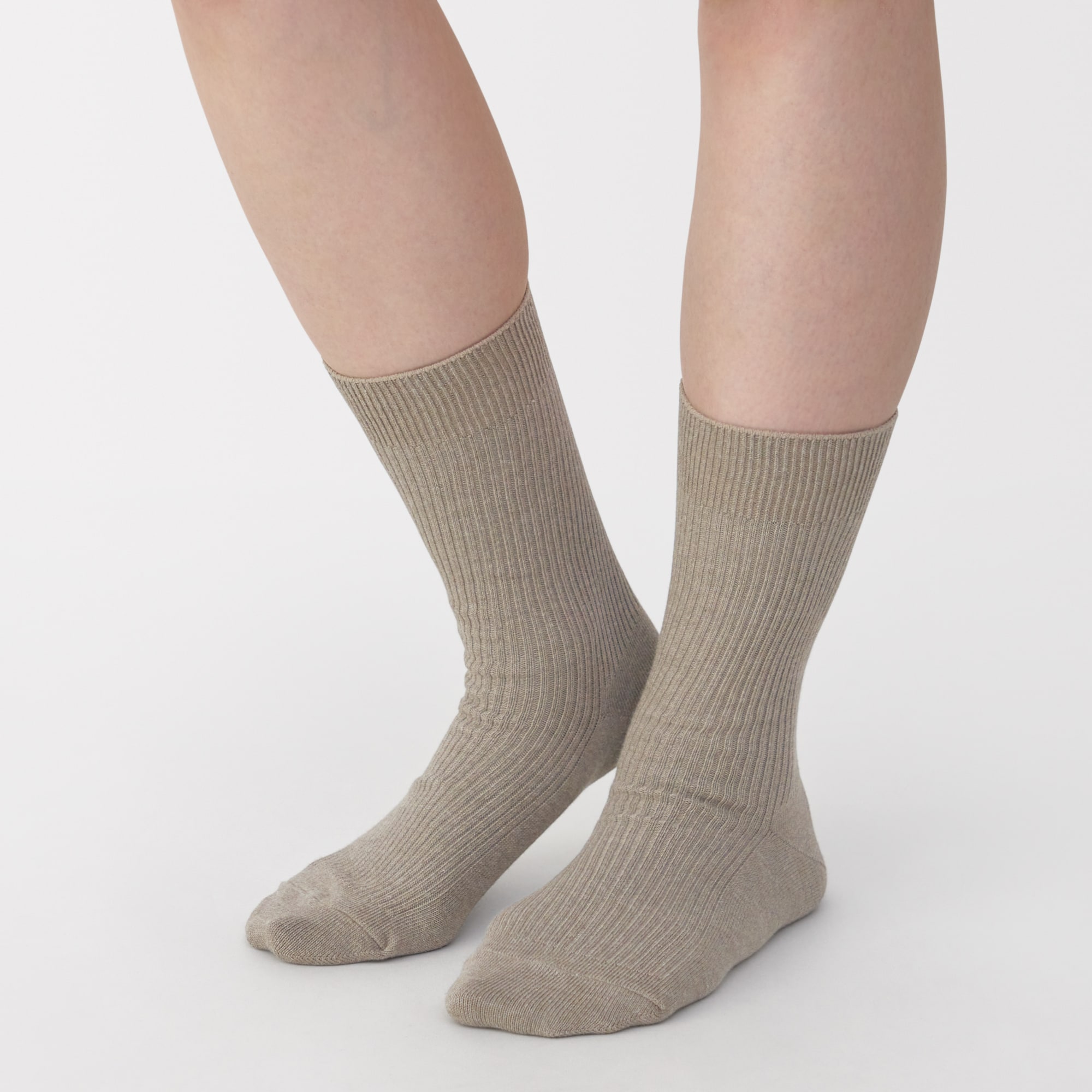 婦人　足なり直角　リブ編み靴下※杢色