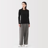 婦人　起毛フライス編みクルーネック長袖Ｔシャツ