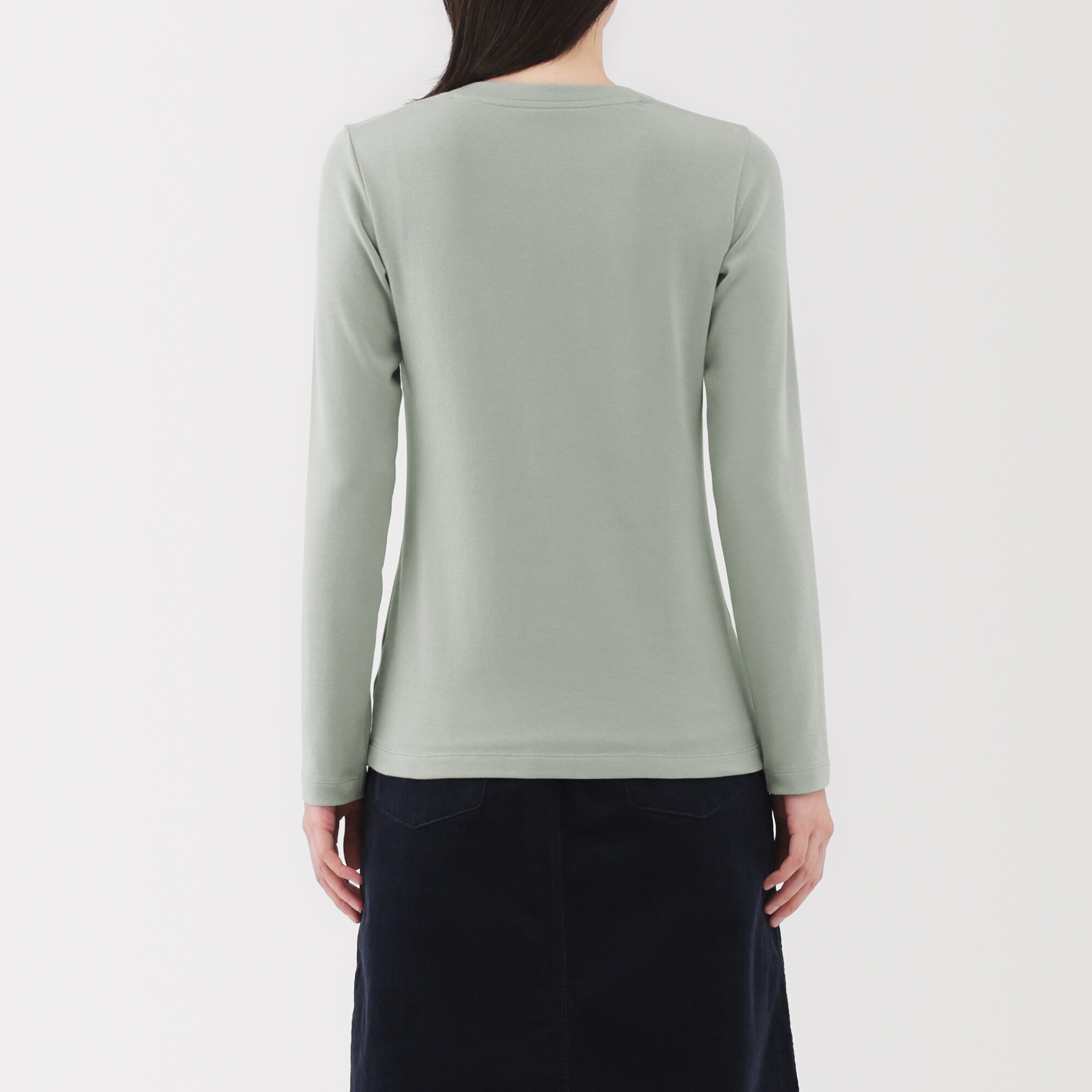 婦人　起毛フライス編みクルーネック長袖Ｔシャツ