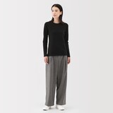 婦人　起毛フライス編みクルーネック長袖Ｔシャツ