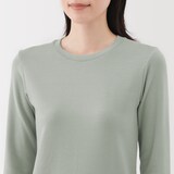 婦人　起毛フライス編みクルーネック長袖Ｔシャツ