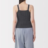 婦人　コットン混もこもこキャミソール　ケーブル柄