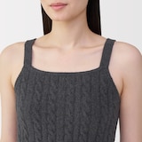 婦人　コットン混もこもこキャミソール　ケーブル柄