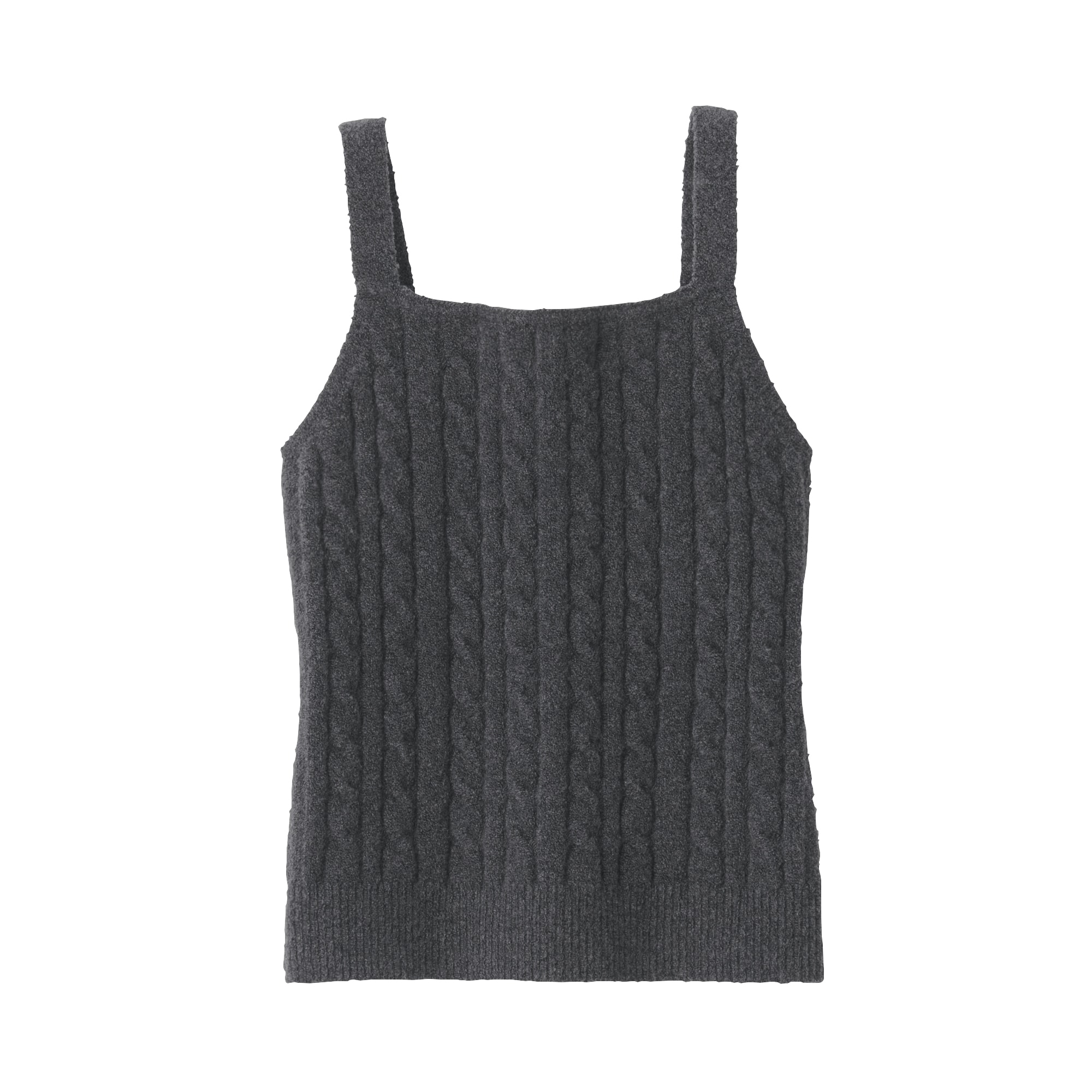 婦人　コットン混もこもこキャミソール　ケーブル柄