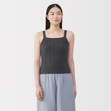 婦人　コットン混もこもこキャミソール　ケーブル柄