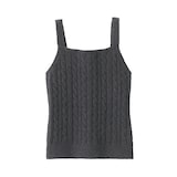 婦人　コットン混もこもこキャミソール　ケーブル柄
