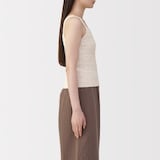 婦人　コットン混もこもこキャミソール　ケーブル柄