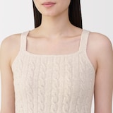 婦人　コットン混もこもこキャミソール　ケーブル柄