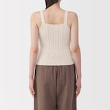 婦人　コットン混もこもこキャミソール　ケーブル柄