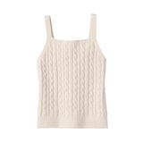 婦人　コットン混もこもこキャミソール　ケーブル柄