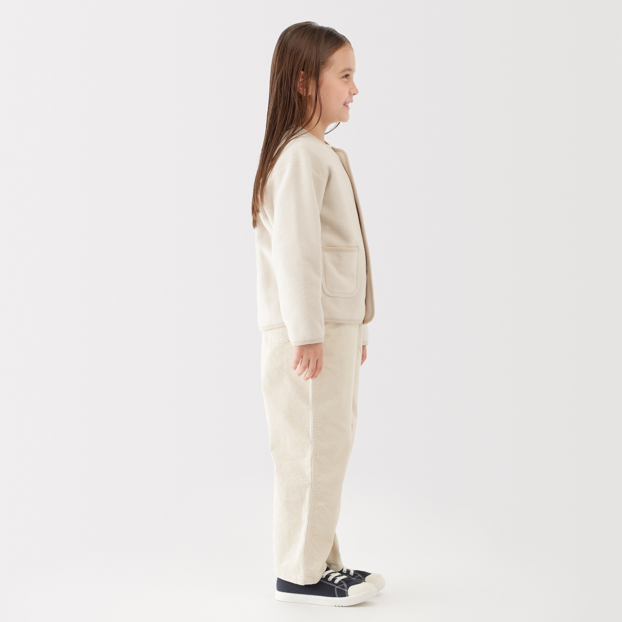 キッズ　素材に還るフリースカーディガン