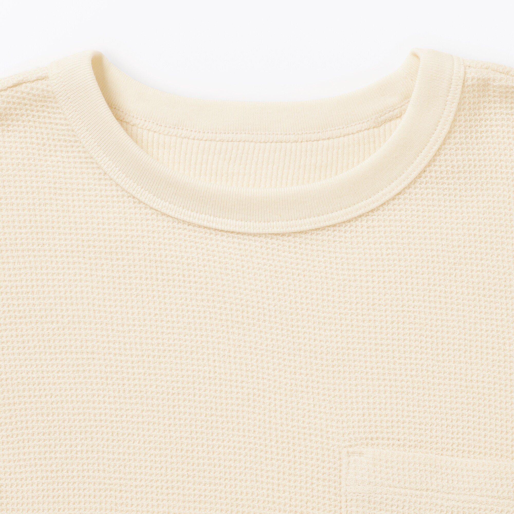 キッズ　ワッフル編みクルーネック長袖Ｔシャツ