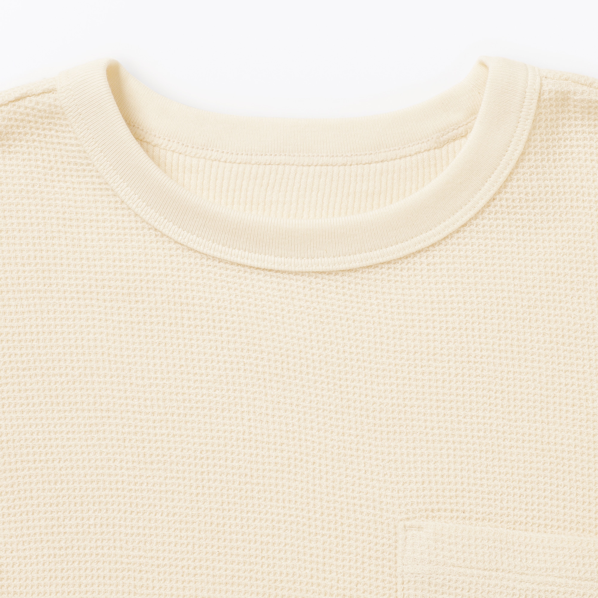 キッズ　ワッフル編みクルーネック長袖Ｔシャツ