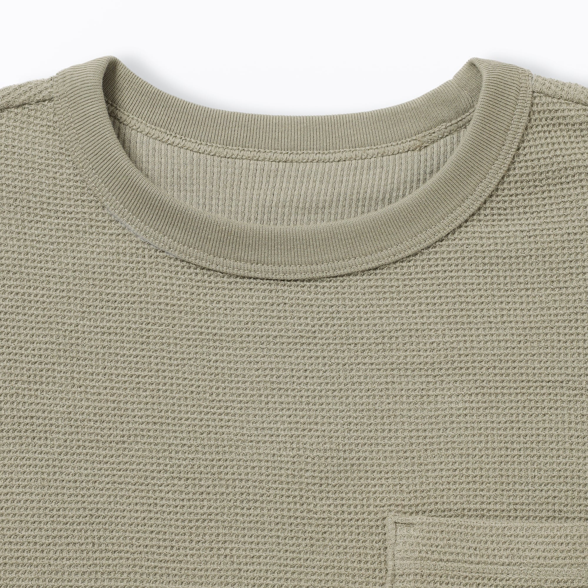 キッズ　ワッフル編みクルーネック長袖Ｔシャツ