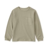 キッズ　ワッフル編みクルーネック長袖Ｔシャツ
