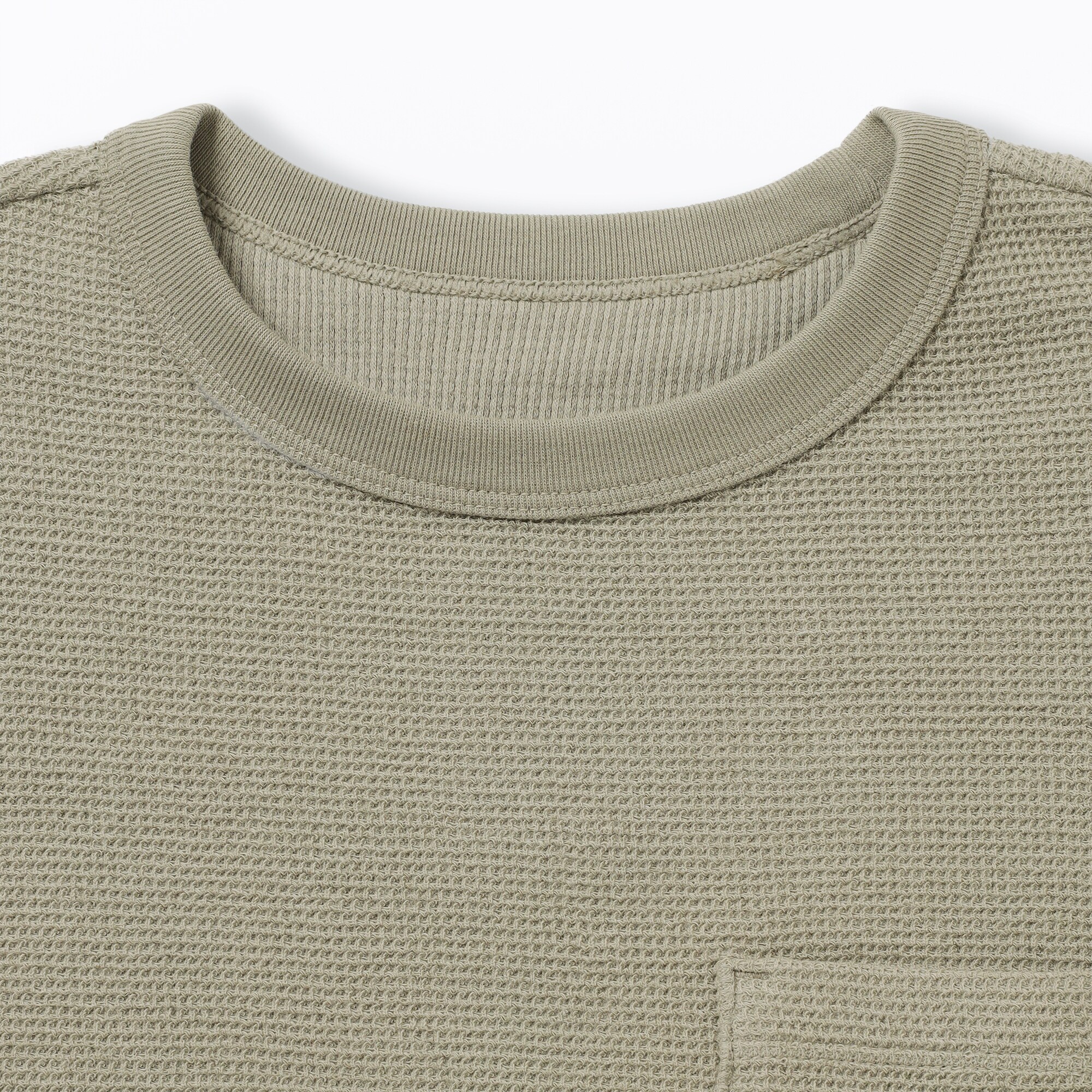 キッズ　ワッフル編みクルーネック長袖Ｔシャツ