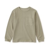 キッズ　ワッフル編みクルーネック長袖Ｔシャツ