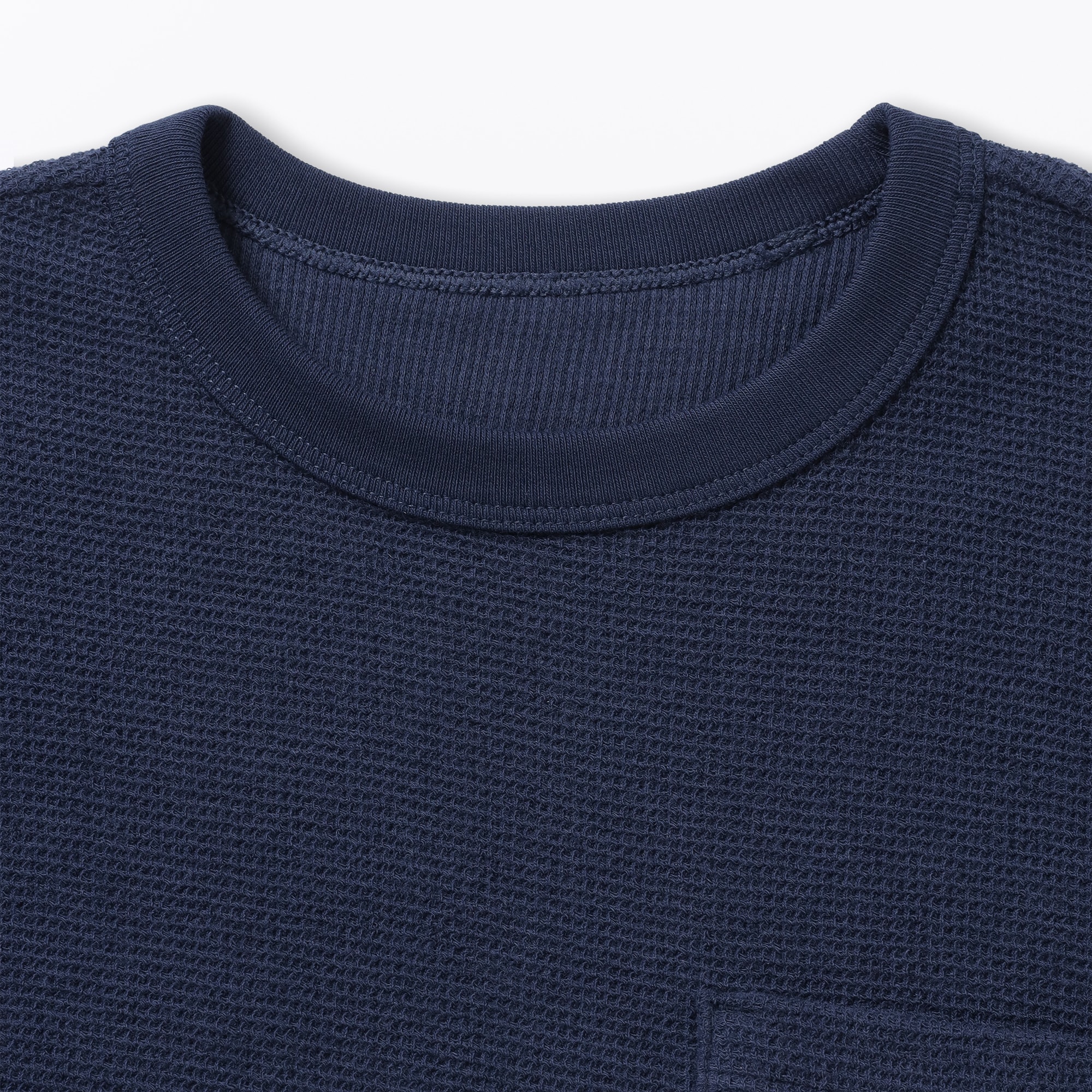 キッズ　ワッフル編みクルーネック長袖Ｔシャツ