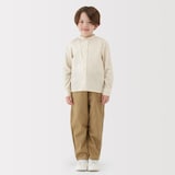 キッズ　二重ガーゼスタンドカラー長袖シャツ