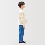 キッズ　二重ガーゼスタンドカラー長袖シャツ