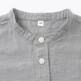 キッズ　二重ガーゼスタンドカラー長袖シャツ