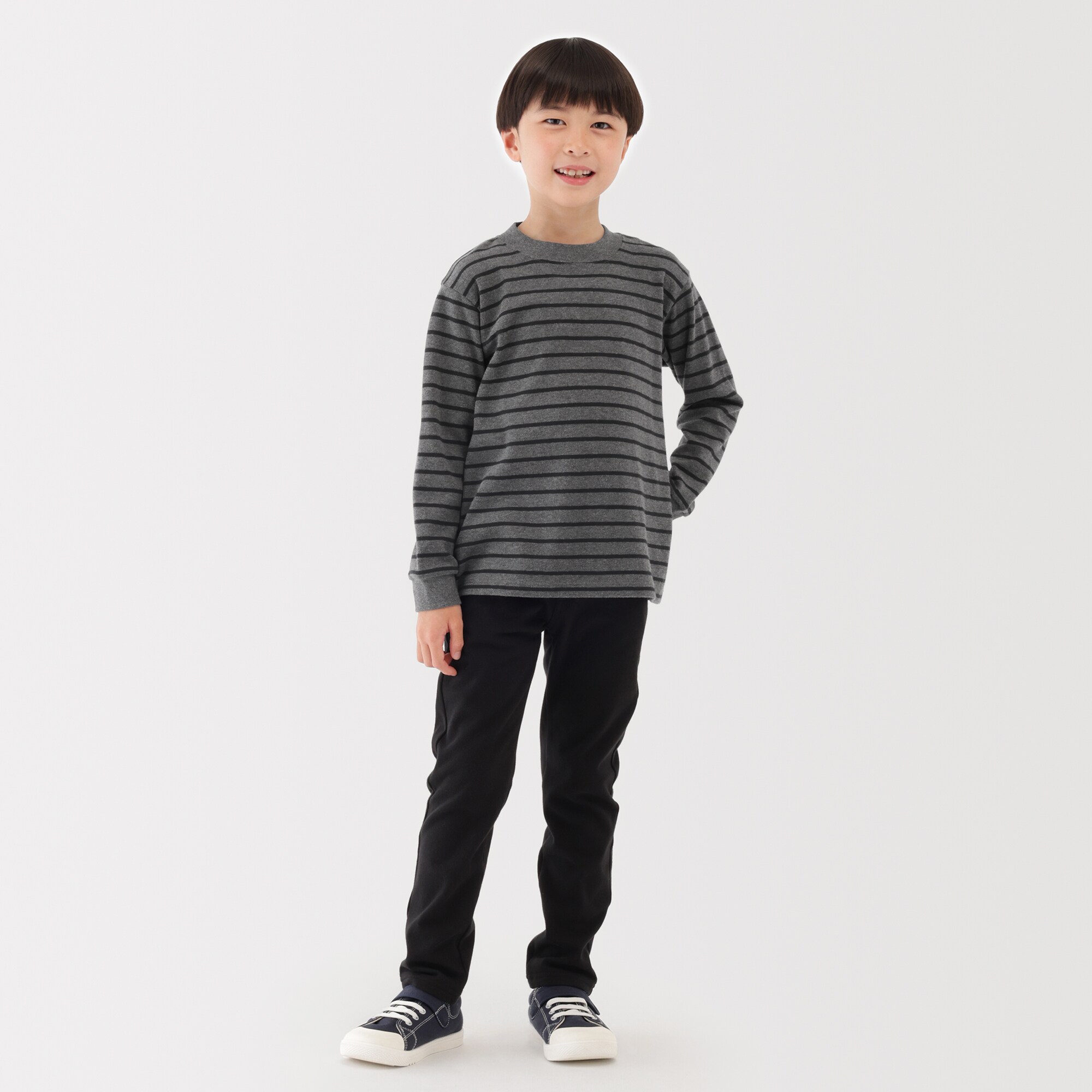 キッズ　両面起毛クルーネック長袖Ｔシャツ