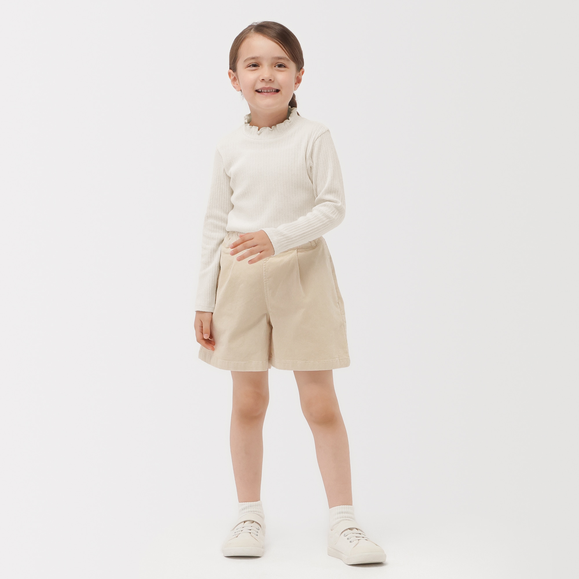 キッズ　ストレッチジャカード編みハイネック長袖Ｔシャツ