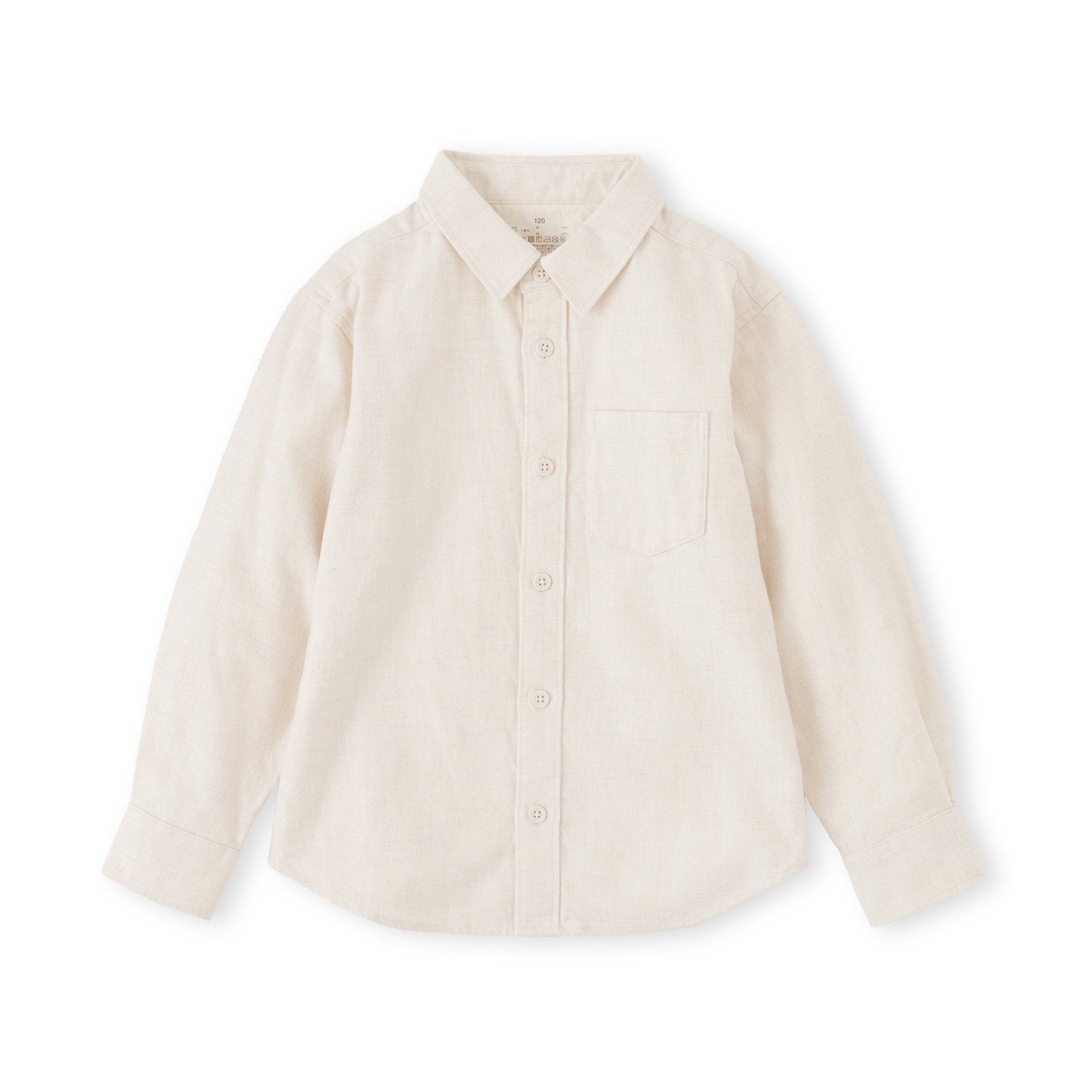 キッズ　両面起毛フランネルレギュラーカラー長袖シャツ