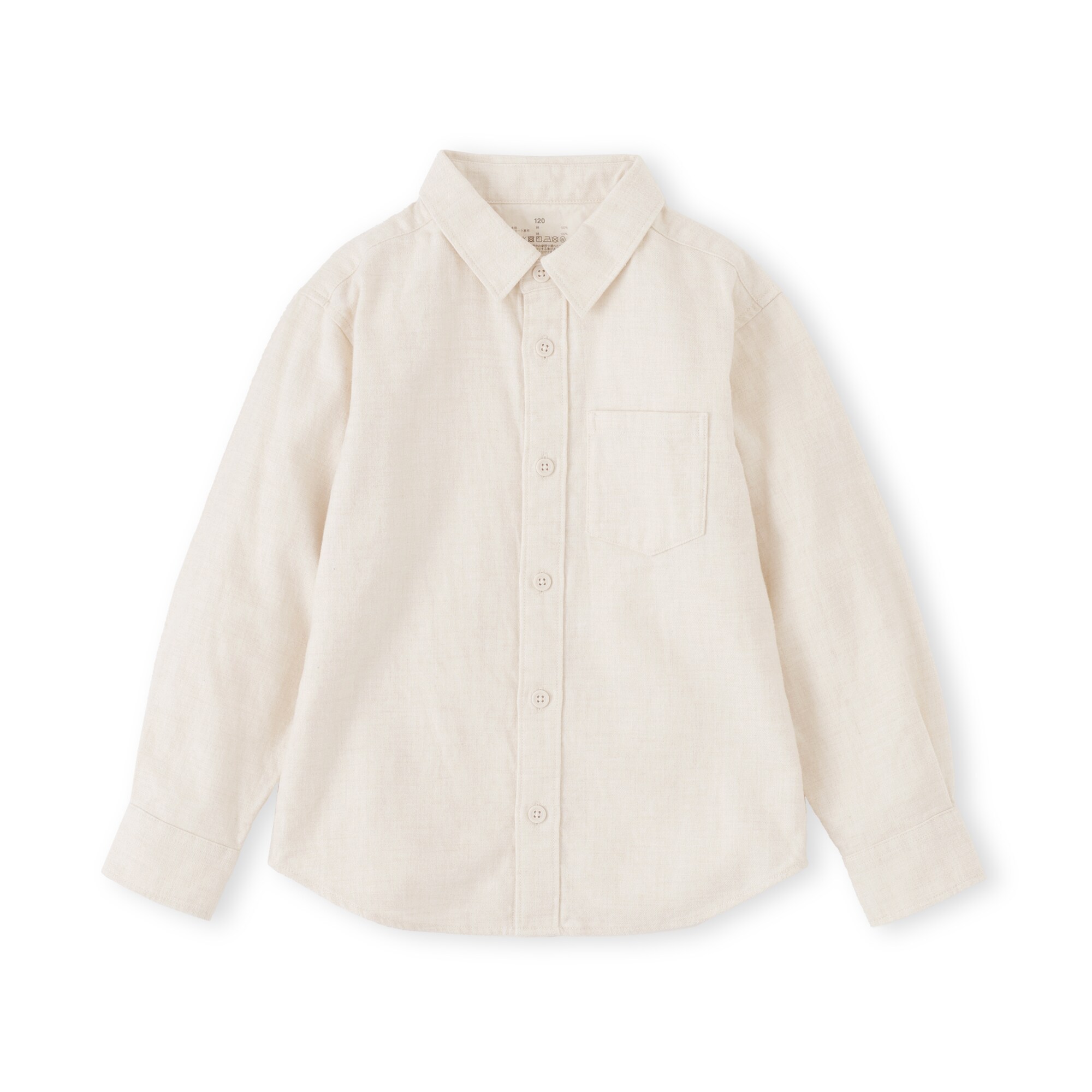 キッズ　両面起毛フランネルレギュラーカラー長袖シャツ