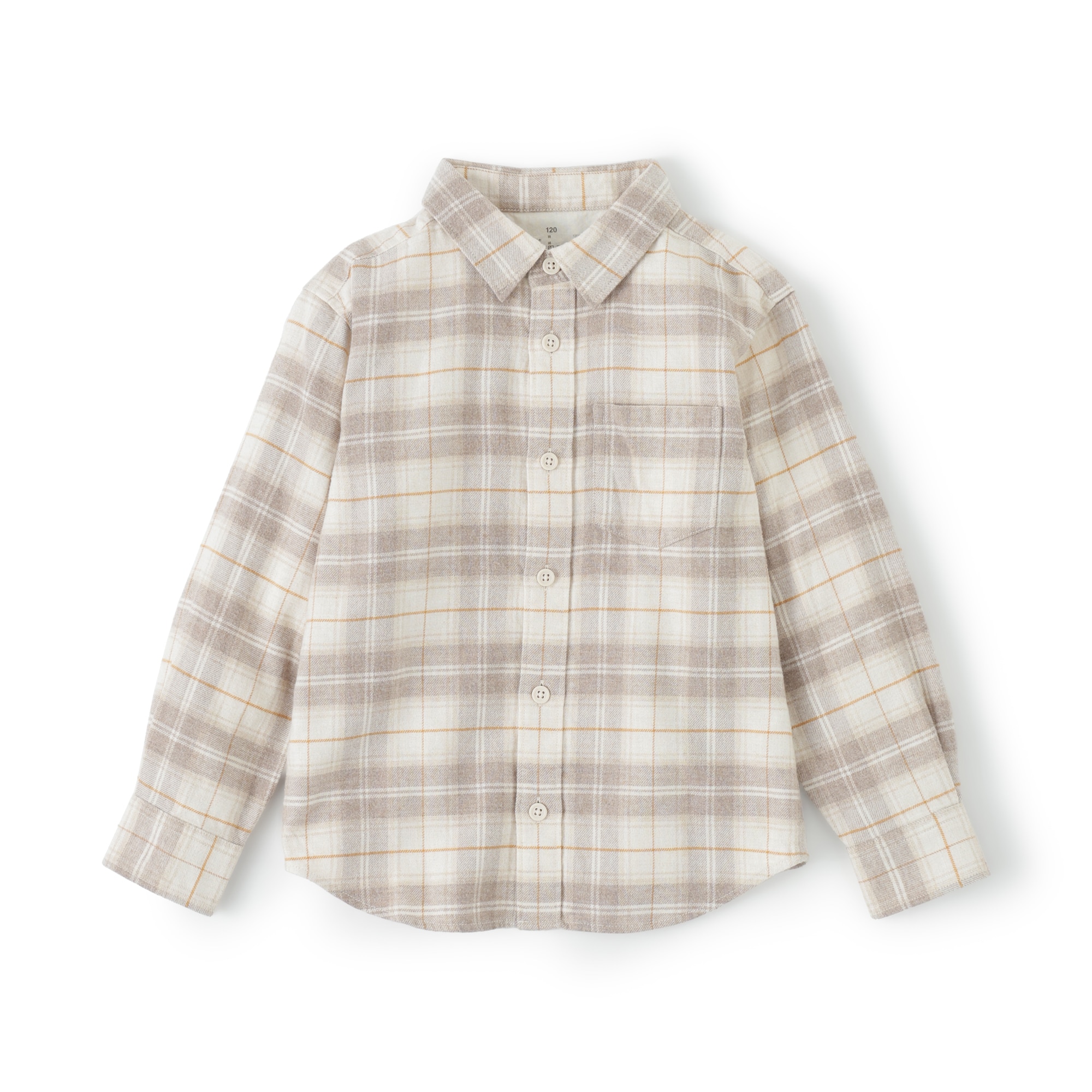 キッズ　両面起毛フランネルレギュラーカラー長袖シャツ