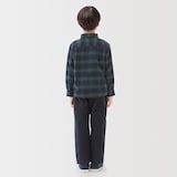 キッズ　両面起毛フランネルレギュラーカラー長袖シャツ