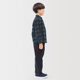 キッズ　両面起毛フランネルレギュラーカラー長袖シャツ